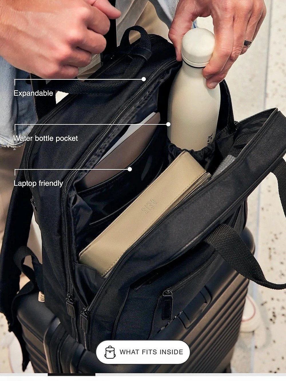 Beis - Black - Expandable Backpack - used great condition